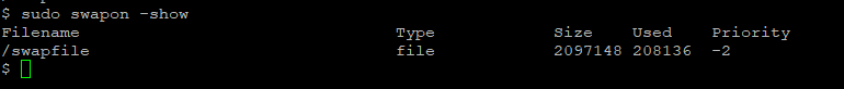 swapon show output